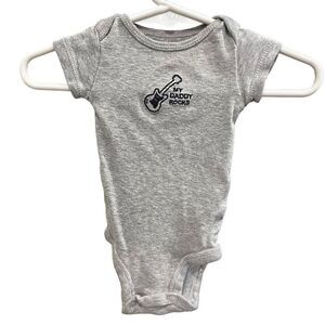 Carter’s “My Daddy Rocks” Gray & Navy Blue Guitar One-Piece for Newborn Baby
